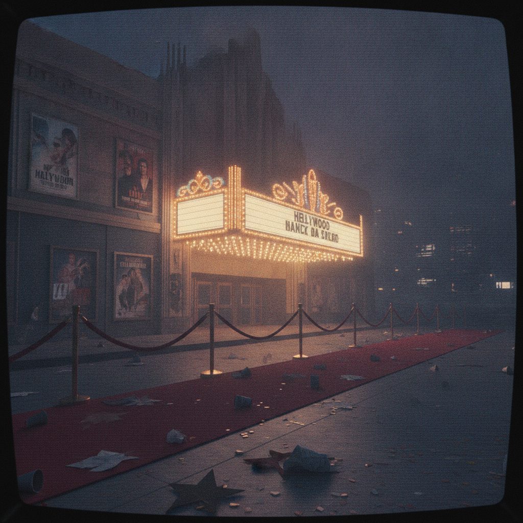 Empty vintage movie theater with a glowing screen