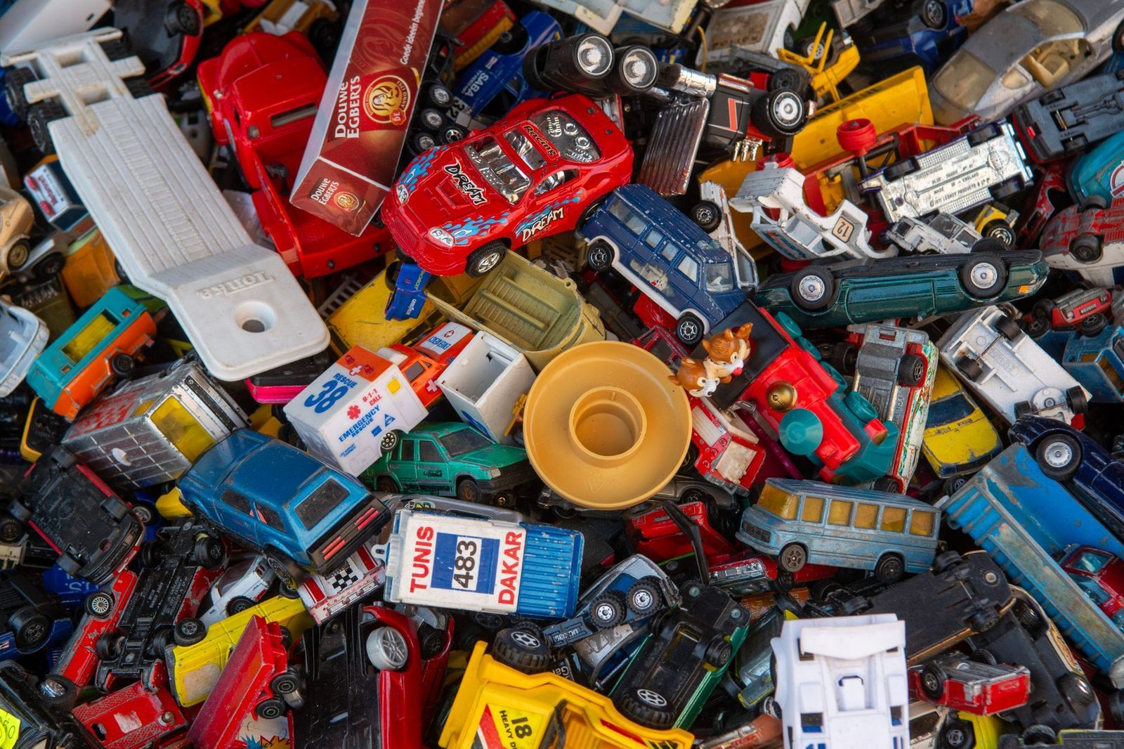 An assortment of vintage plastic toys