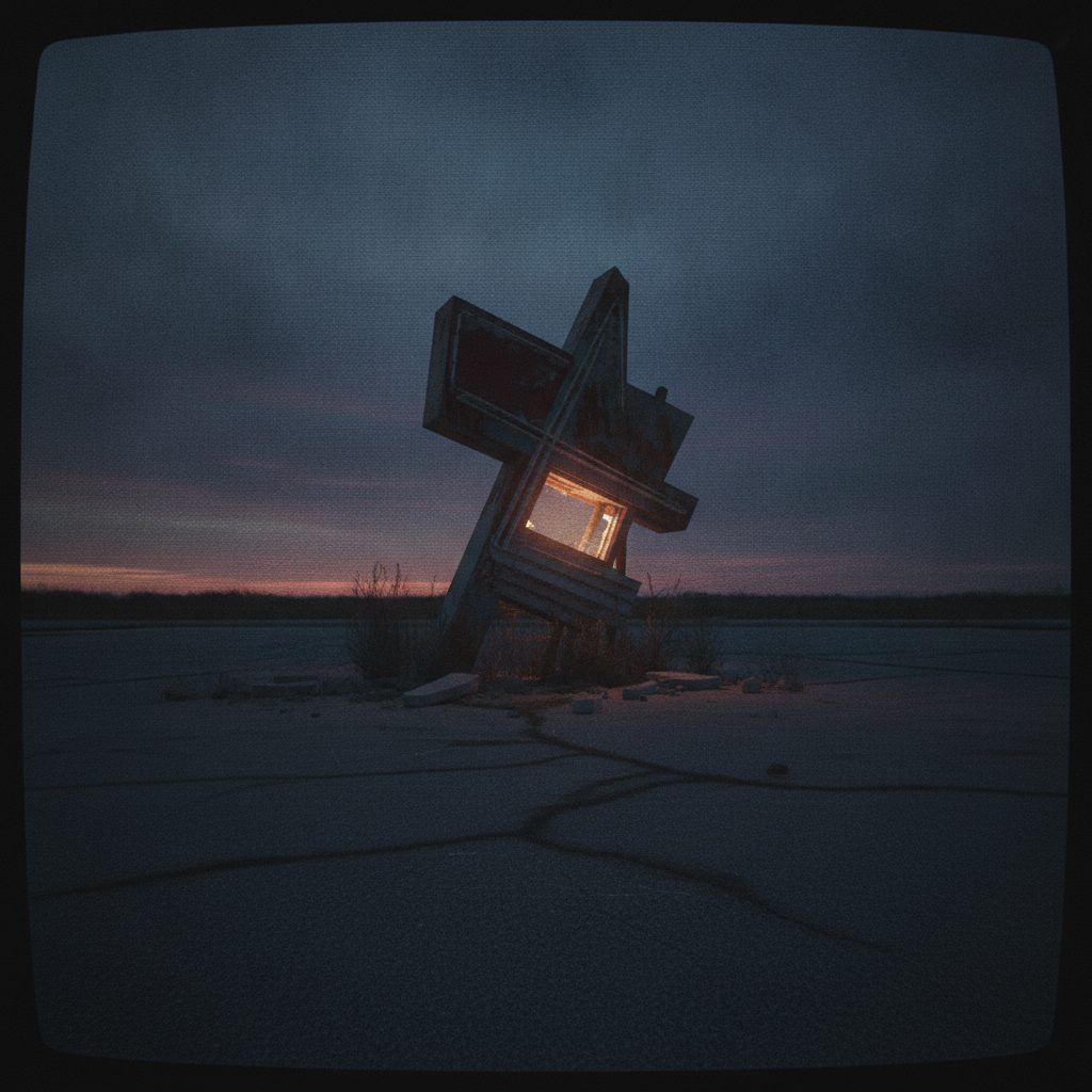 An abandoned roadside restaurant sign